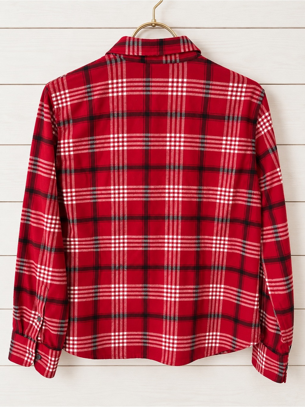 Chaps Ralph Lauren Petite Large 100% Cotton Red Plaid Zip-Up Shirt Jacket - Picture 4 of 9